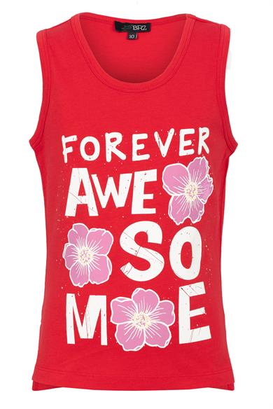 BRZ Kids Baskılı Yırtmaçlı Kız Çocuk Sıfır Kol T-shirt
