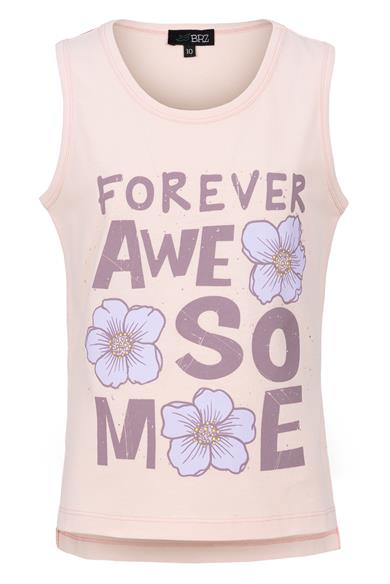 BRZ Kids Baskılı Yırtmaçlı Kız Çocuk Sıfır Kol T-shirt
