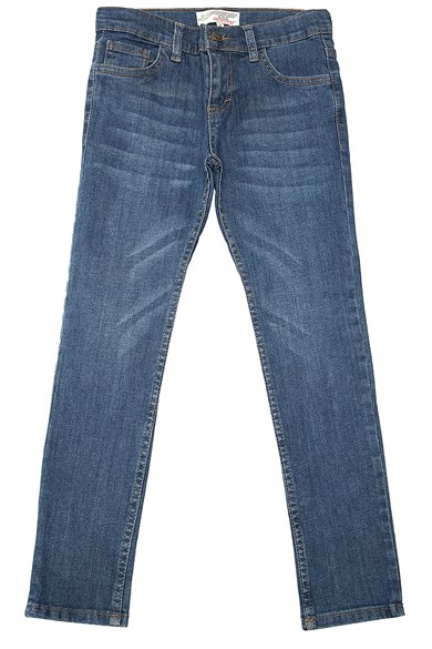 BRZ Kids Bıyık Efektli 5 Cepli Klasik Erkek Çocuk Kot Pantolon 5-10 Yaş