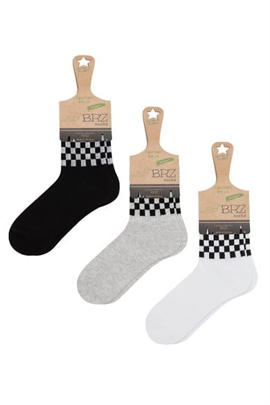 BRZ Kids Dama Desenli Erkek Çocuk Çorabı 3lü set