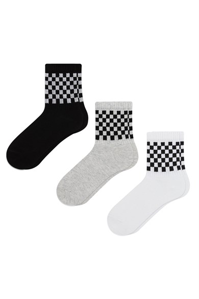 BRZ Kids Dama Desenli Erkek Çocuk Çorabı 3lü set