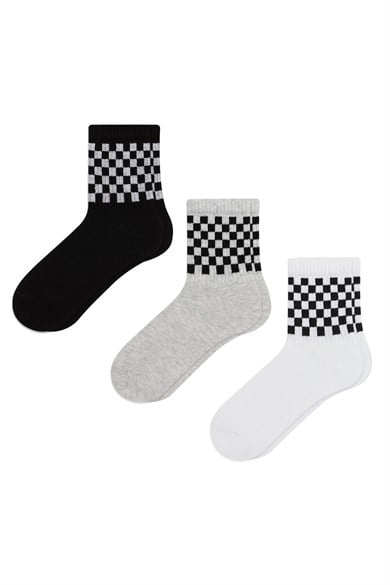 BRZ Kids Dama Desenli Erkek Çocuk Çorabı 3lü set