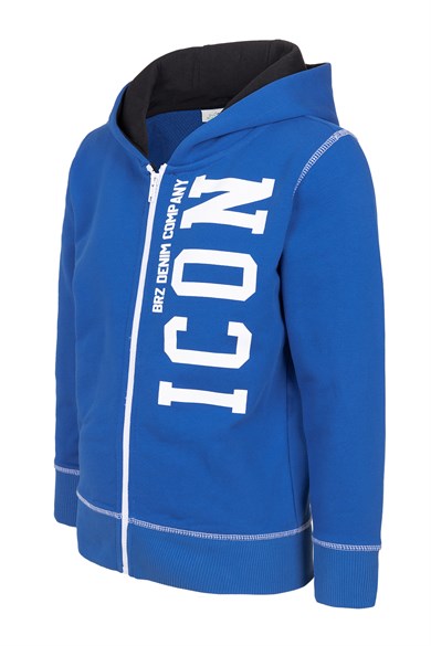 BRZ Kids Erkek Çocuk Baskılı Fermuarlı Kapüşonlu Sweatshirt