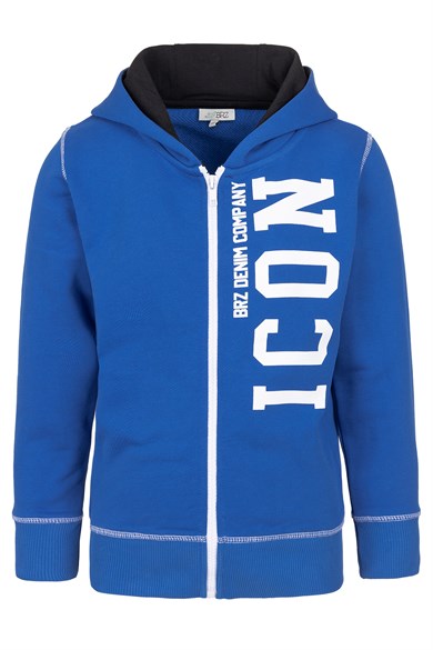 BRZ Kids Erkek Çocuk Baskılı Fermuarlı Kapüşonlu Sweatshirt
