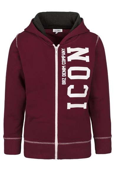 BRZ Kids Erkek Çocuk Baskılı Fermuarlı Kapüşonlu Sweatshirt