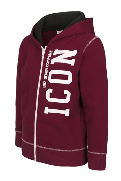 BRZ Kids Erkek Çocuk Baskılı Fermuarlı Kapüşonlu Sweatshirt