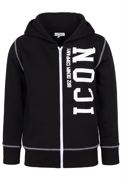 BRZ Kids Erkek Çocuk Baskılı Fermuarlı Kapüşonlu Sweatshirt