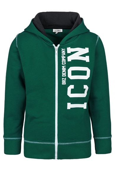BRZ Kids Erkek Çocuk Baskılı Fermuarlı Kapüşonlu Sweatshirt