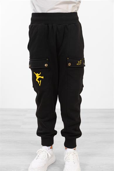 BRZ Kids Erkek Çocuk Baskılı Jogger Siyah Pantolon