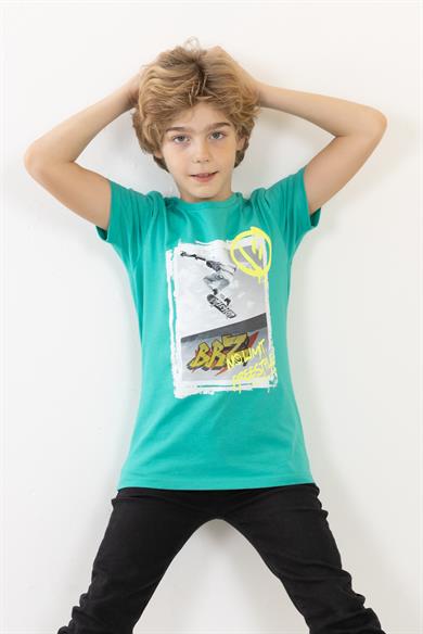 BRZ Kids Erkek Çocuk Baskılı Kısa Kollu T-shirt