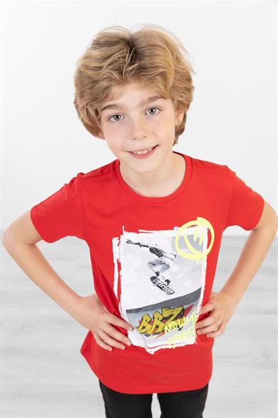 BRZ Kids Erkek Çocuk Baskılı Kısa Kollu T-shirt