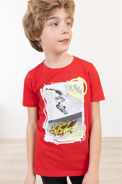 BRZ Kids Erkek Çocuk Baskılı Kısa Kollu T-shirt