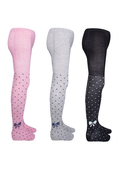 Brz Kids Fiyonk Desenli Kız Çocuk Külotlu Çorap 3lü set