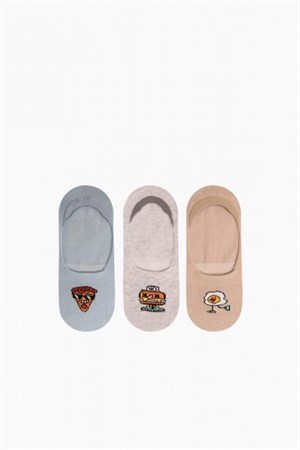 BRZ Kids Hamburger Desenli Erkek Çocuk Babet Çorabı 3lü Set