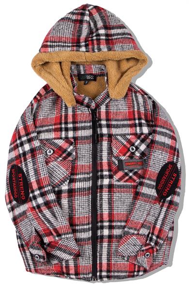 BRZ Kids İçi Polar Astarlı Çıkarılabilir Kapüşonlu Ekose Çocuk Mont