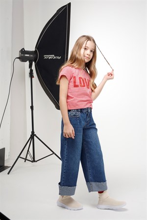 BRZ Kids İpliği Boyalı Kız Çocuk Kısa Kollu T-shirt
