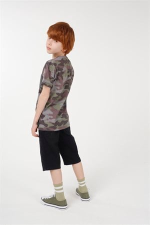 BRZ Kids Kamuflaj Baskılı Erkek Çocuk Kısa Kollu T-shirt
