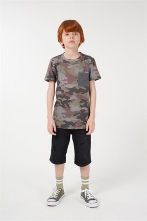 BRZ Kids Kamuflaj Baskılı Erkek Çocuk Kısa Kollu T-shirt