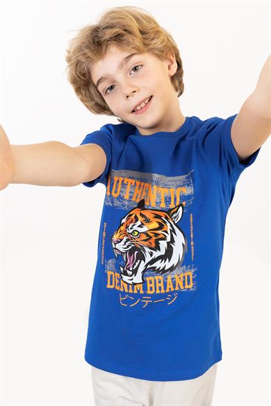 BRZ Kids Kaplan Baskılı Erkek Çocuk Kısa Kollu T-shirt