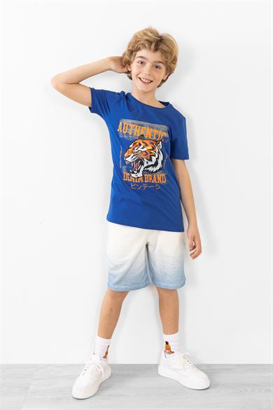 BRZ Kids Kaplan Baskılı Erkek Çocuk Kısa Kollu T-shirt