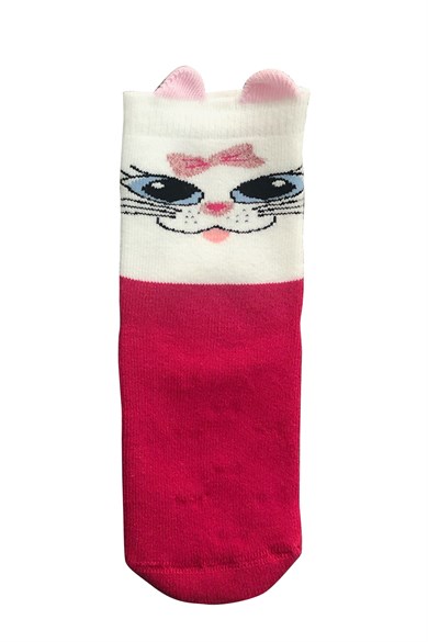Brz Kids Kedi Desenli Simli Kız Çocuk Havlu Çorabı 3lü Set