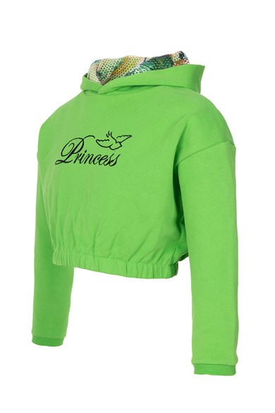 BRZ Kids Kız Çocuk Yeşil Crop Sweatshirt Pantolon Takım