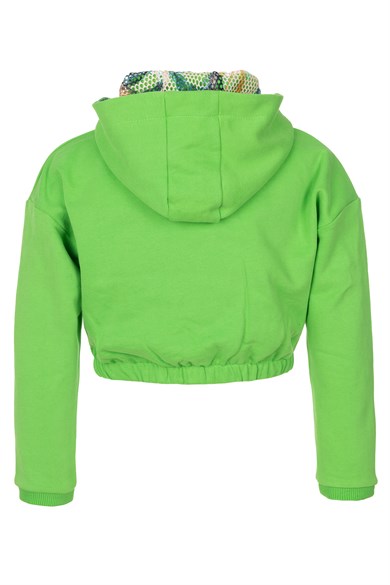 BRZ Kids Kız Çocuk Yeşil Crop Sweatshirt Pantolon Takım