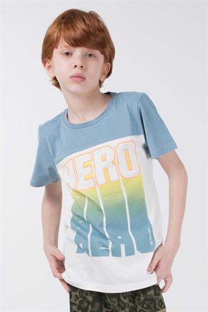 BRZ Kids Kontrast Renkli Baskılı Erkek Çocuk Kısa Kollu T-shirt