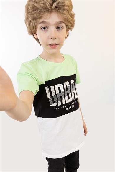 BRZ Kids Kontrast Renkli Baskılı Erkek Çocuk Kısa Kollu T-shirt
