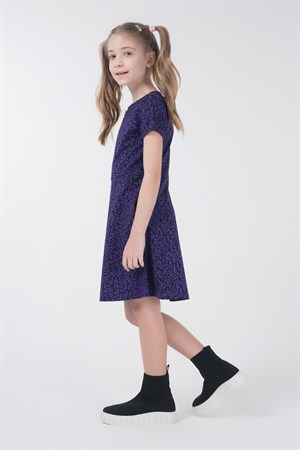 BRZ Kids Metraj Baskılı Kısa Kollu Kız Çocuk Elbise