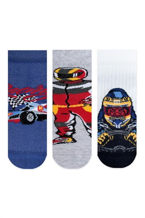 BRZ Kids Motor Race Erkek Çocuk Patik Çorabı 3lü Set