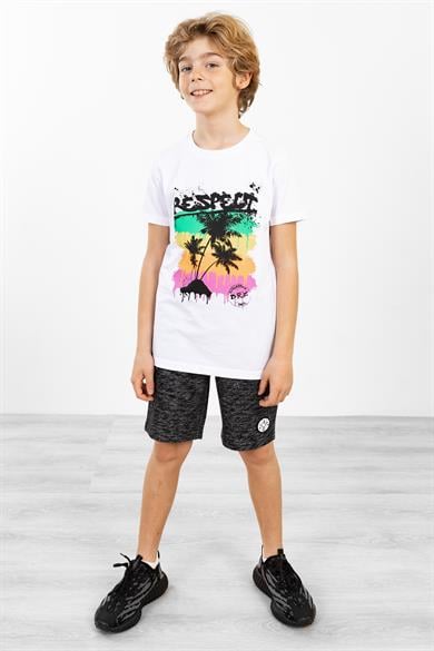 BRZ Kids Palmiye Baskılı Unisex Çocuk Kısa Kollu T-shirt