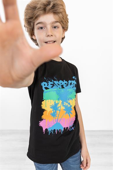 BRZ Kids Palmiye Baskılı Unisex Çocuk Kısa Kollu T-shirt