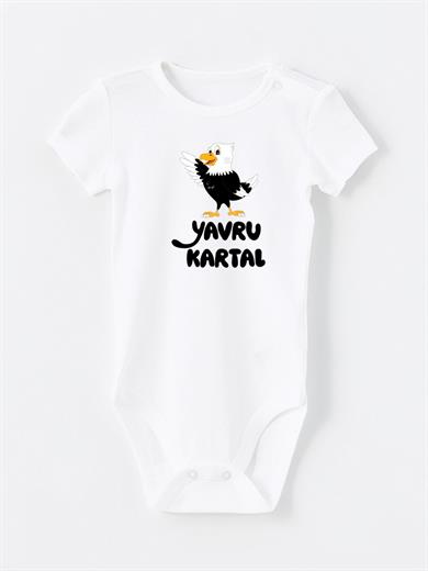 BRZ Kids Pamuklu Yavru Kartal Baskılı Omuz ve Alt Kısmı Çıtçıtlı Body Bebek Zıbın
