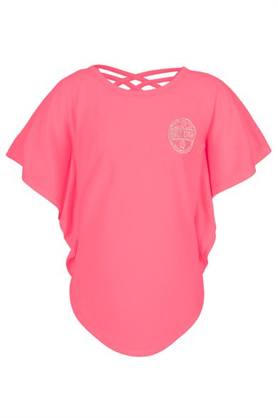 BRZ Kids Sim Baskılı Neon Pembe Kız Çocuk Yarasa Kollu T-shirt.
