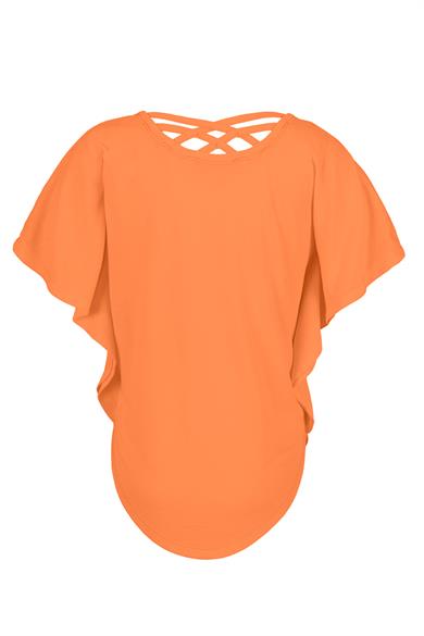 BRZ Kids Sim Baskılı Neon Turuncu Kız Çocuk Yarasa Kollu T-shirt.