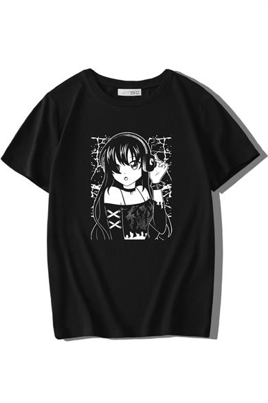 BRZ Kids Unisex Çocuk Anime Dark Girl T-shirt