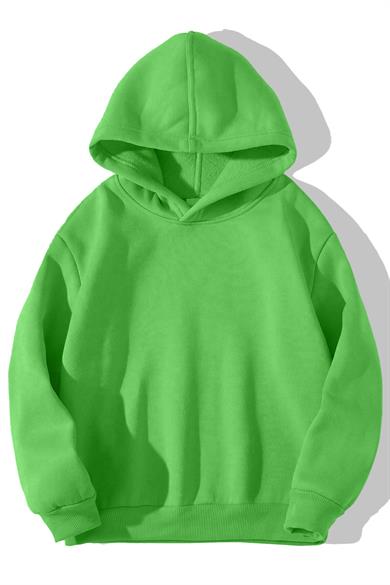 BRZ Kids Unisex Çocuk Basic Hoodie Neon Yeşil