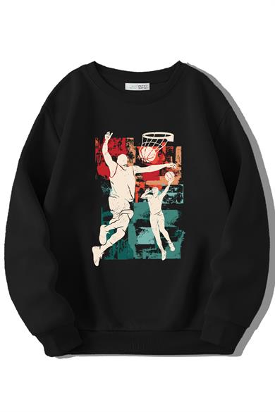 BRZ Kids Unisex Çocuk Basketball Silhouette Sweatshirt