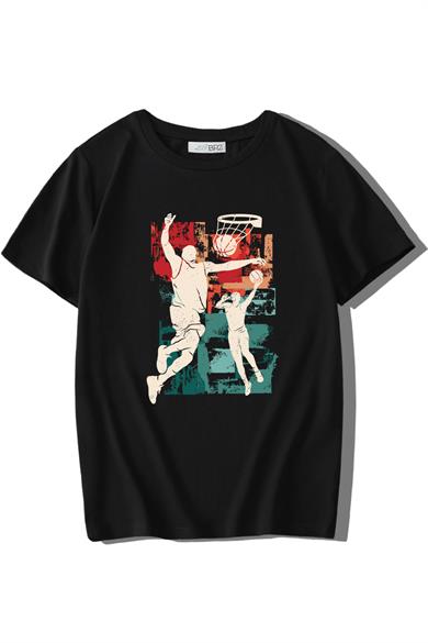 BRZ Kids Unisex Çocuk Basketball Silhouette T-shirt