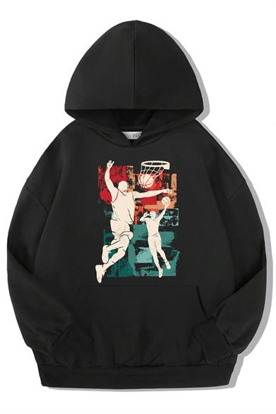 BRZ Kids Unisex Çocuk Basketball Silhouette Hoodie