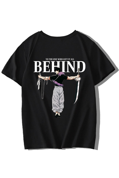 BRZ Kids Unisex Çocuk Behind Anime T-shirt (Siyah)