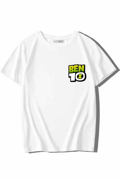 BRZ Kids Unisex Çocuk Ben 10 T-shirt Beyaz