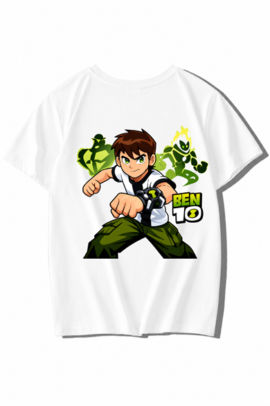 BRZ Kids Unisex Çocuk Ben 10 T-shirt Beyaz