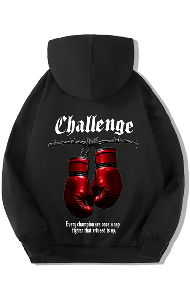 BRZ Kids Unisex Çocuk Boxing Hoodie Siyah