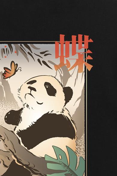 BRZ Kids Unisex Çocuk Butterfly and Japanese Panda T-shirt