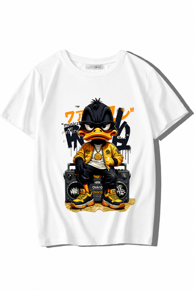 BRZ Kids Unisex Çocuk Duck T-shirt Beyaz