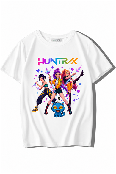 BRZ Kids Unisex Çocuk HUNTR/X T-shirt Beyaz