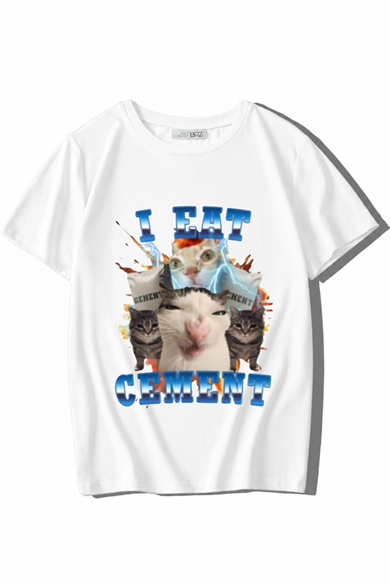 BRZ Kids Unisex Çocuk I Eat Cement T-shirt Beyaz