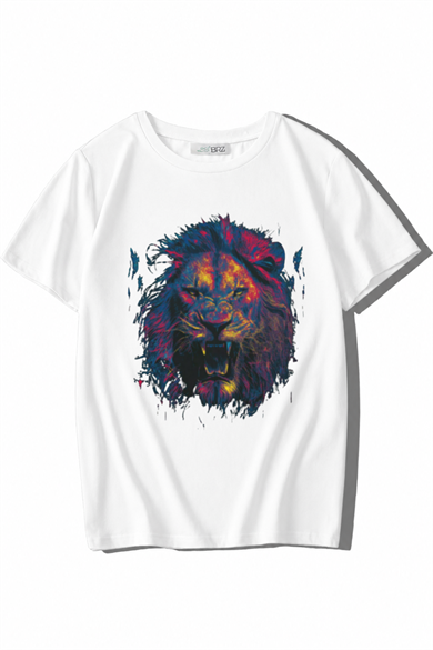 BRZ Kids Unisex Çocuk Lion Color Aslan T-shirt Beyaz